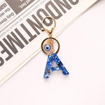 El Regalo Royal Blue Evil Eye Keychain Name Initial Letters- Alphabet Letter Keyring with Evil Eye Charm - Unisex Stylish Bag Charm, Keyring, Gift for Friends & Family (A Letter)