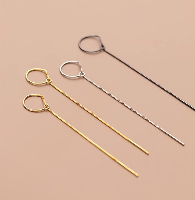 El Regalo Women's & Girl's Minimalist Threader Earrings- Unique & Elegant Sui Dhaga Threader Earrings (Gold & Silver)