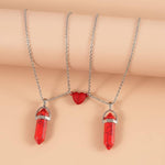 El Regalo Unisex 2Pcs/Set Crystal BFF Best Friend Magnetic Couple Matching Split Heart Pendant Necklaces for Besties/Couples - Valentines Day Gift (Red)