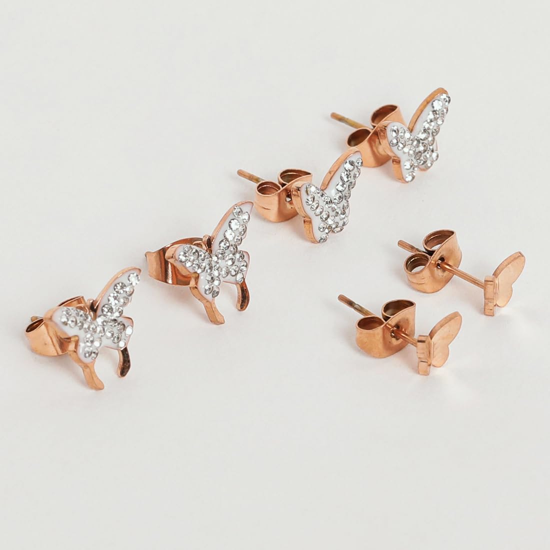 El Regalo 3 Pairs Stainless Steel Ati Tarnish Earrings Set - NO RUST Earrings Combo - Butterfly Cartilage Surgical Earrings for Women/Girls (Style-5)