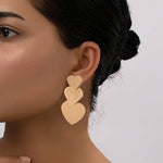 El Regalo Romantic Heart Tassel Metal Texture Long Earrings For Girls & Women Girls- Valentines Day Gift (Matt Golden)