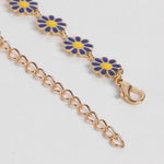El Regalo 1 Leg Dainty Daisy Charm Chain Anklet- 1 PC Flower Beads Chain Ankle Bracelets For Girls & Women (Blue Daisy Anklet)