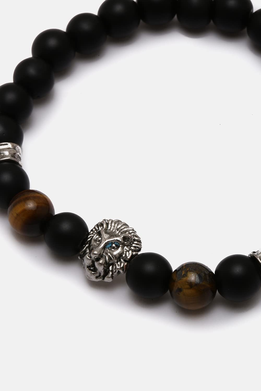 El Regalo Natural stones Lion Charm Elastic Bracelet for Boys/Men