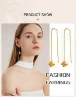 El Regalo Stainless Steel Ati Tarnish- NO RUST Earrings- Rose Gold Plated Stainless Steel Cute Stud Earrings for Women/Girls (Butterfly Tassels Earrings)