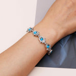 El Regalo Evil Eye Hamsa Hand Turquoise Green Beads Bracelet for Girls & Women- Antique Finish Hamsa Hand Sleek Bracelet (Turquoise Green Beads)