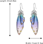 El Regalo Gorgeous Butterfly Wings Earrings - Handcrafted Colorful Austrian Crystal Hook Earrings for Women & Girls | Fantasy Fairy Dangle Earrings | Elegant Jewelry (Blue with Silver Finish)