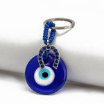 El Regalo 2 Pcs Turkish Evil Eye Keychain Blue Eyes Charms Key Ring Good Luck Keychain Metal Eye Beads Pendants for Women Men