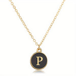 El Regalo Name Initials Personalized Letter Unisex Pendant Necklace- Enameled Name Letter Small Pendant with Stainless Steel Chain (P Letter)
