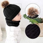 El Regalo Knitted Winter Hat and Scarf Combo Set for Kids. Warm Cap Beanie Pom Pom (Grey)