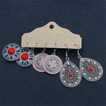 El Regalo 3 Pairs Earrings Combo of Vintage Bohemian Dangle Earrings for Women, 3-Pair Multi-Pack, Handmade Retro Tribal Drop Jewelry, Ethnic Bronze & Silver Tone Statement Earrings (Style-3)