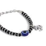 El Regalo 1st Rakhi for Baby Brother - 925Silver Plated Cute Charms Evil Eye Nazaria Rakhi with shagun, Rakhi Message Card in Rakhi Gift Box for Kids/Babies/Toddlers (OM Evil Eye Nazaria Rakhi)