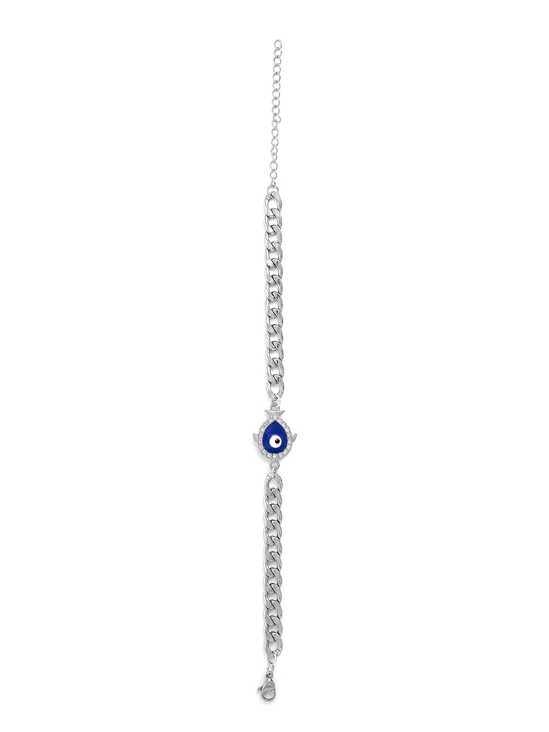 El Regalo 1PC Statement AD Evil Eye Stainless Steel Chain Unisex Bracelet for Men & Women - Anti Tarnish/NO Rust/Waterproof Unisex Evil Eye Bracelet Jewelry