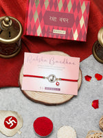 El Regalo Name Initials Evil Eye Bracelet Rakhi for Brother- Name Letter CZ Rakhi with Roli Chawal, Message Card in Rakshabandhan Box for Bhai (Red- J)