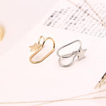 El Regalo 1 Pair Clip On Cartilage Non Piercing Earrings Set for Girls & Women- Trendy Clip On Earrings (Silver Stars)