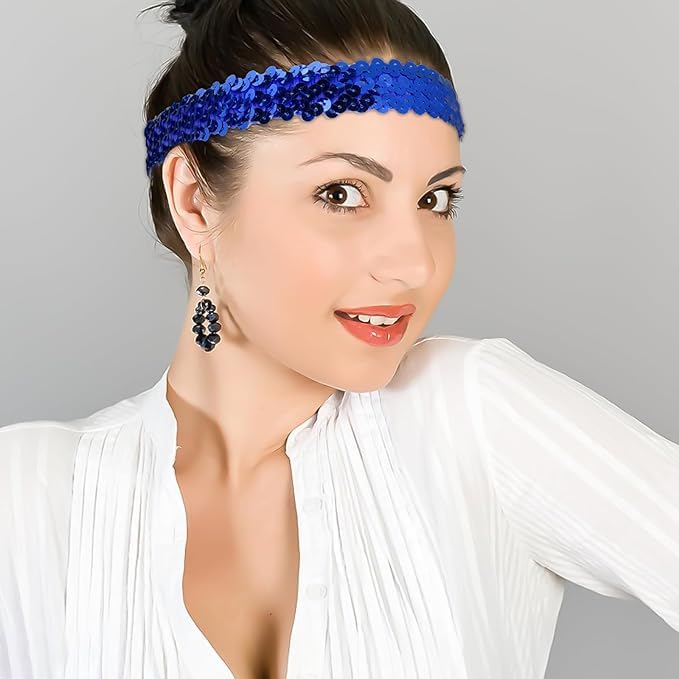 El Regalo 12PCs Sequin Headbands Set - Glittery Hair Bands/Hair Accessories for Kids, Teens & Women,Assorted