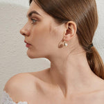 El Regalo Retro Chunky C Shaped Pearl Earrings | Open Waterdrop Hoop Earrings for Women & Girls - Fashionable, Elegant, Timeless Silver & Gold Design (Gold)