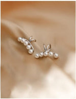 El Regalo 2PCs Tiny Pearl Cuff Cartilage Non-Pierced Clip On Earrings for Girls & Women- Vintage Pearl Clip Earrings (2 Silver)