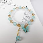 El Regalo 1 PC Butterfly Sparkly Crystal Beads Tassel Bracelet With Cute Enamel Butterfly Charms for Girls/Teens/Women (Blue)