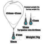 El Regalo Retro Turquoise Rhinestone Earrings Necklace Jewelry Set for Girls & Women