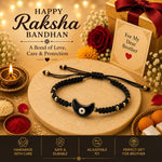 El Regalo Crescent Moon Evil Eye Bracelet Rakhi for Brother with Roli Chawal in Gift Box (Moon Evil Eye- Black)