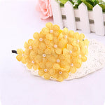 El Regalo Flower Crown Fancy Hairband/Headbands for Girls Kids - Board Flower Pearls Hair Accessories for Kids (Yellow Flowers)