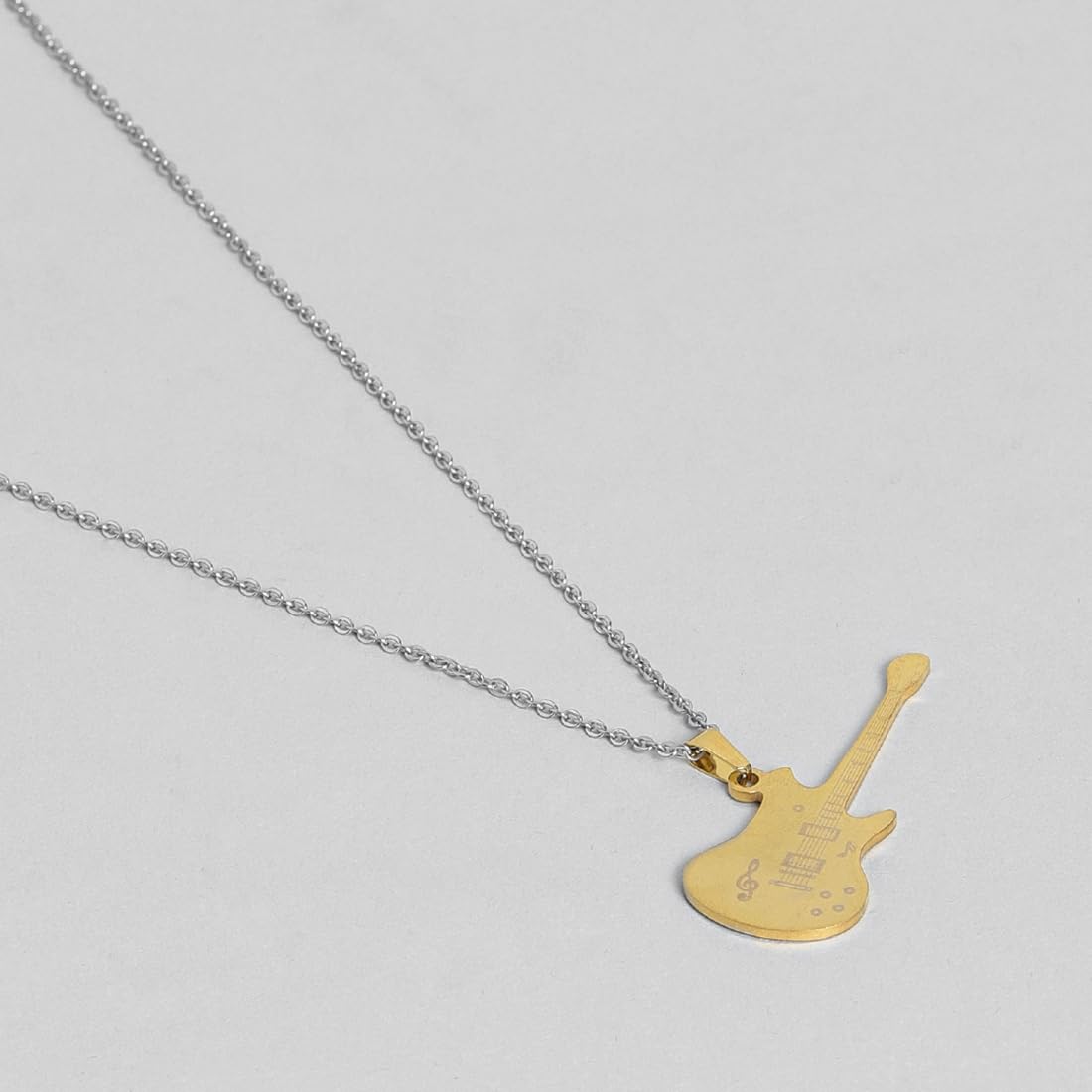 El Regalo 1PC Guitar Pendant Necklace-Stainless Steel Rock Electric Guitar Unisex Pendant Necklace for Girls/Boys/Men/Women- Hip Hop Music Necklace Jewellry for Music Lovers (Golden)