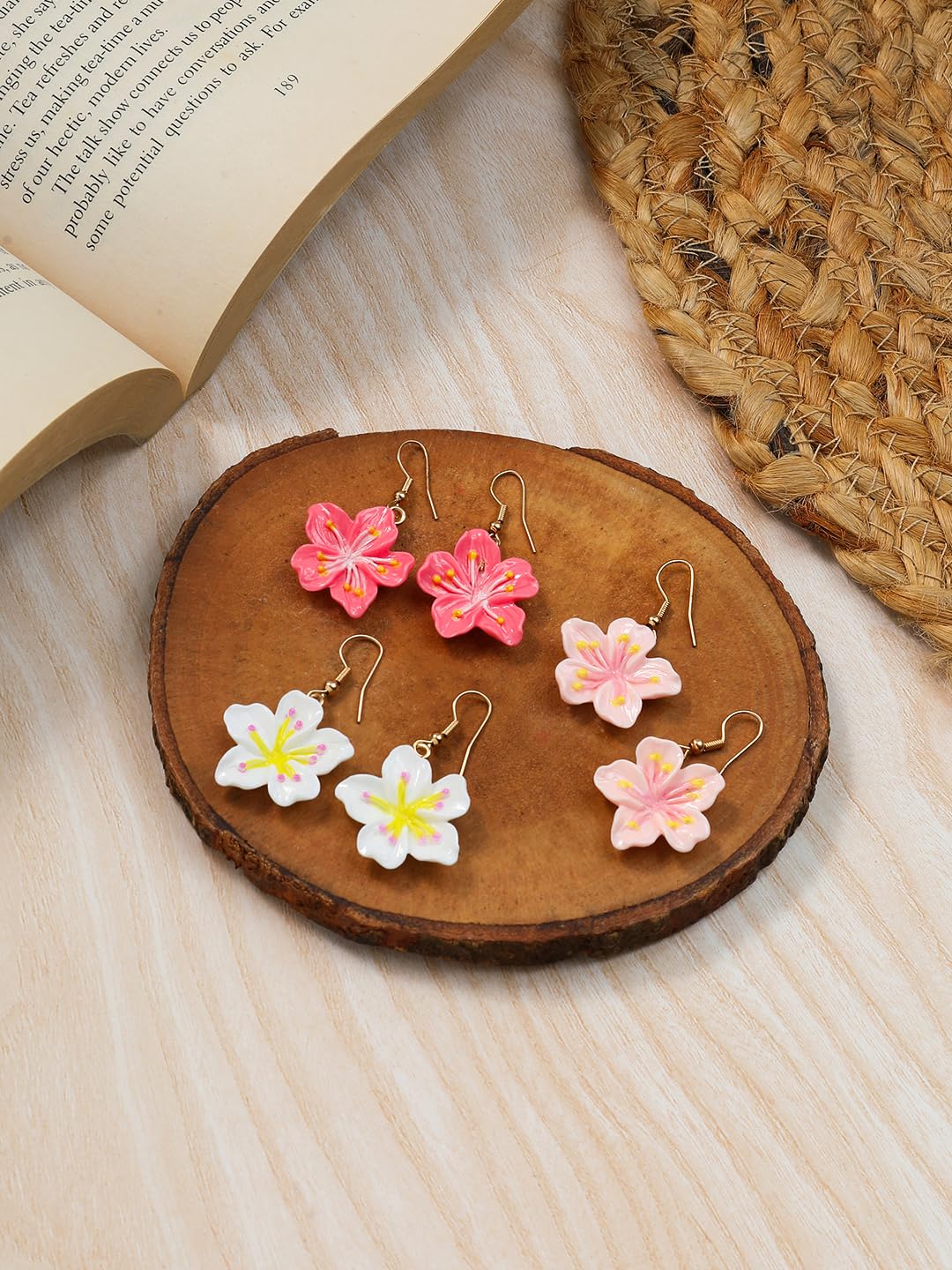 El Regalo 10 Pairs Earrings Combo Set- Colorful Flower Hoops and Hooks Earrings Set for Girls & Women (Style-2)