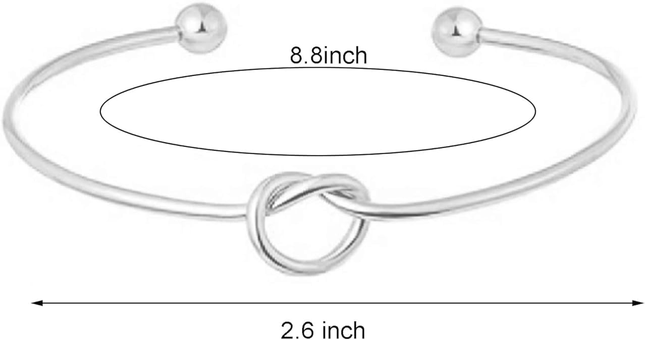 El Regalo Stainless Steel Forever Love Knot Infinity Cuff Bracelets for Girl & Women- Waterproof Infinity Knot Adjustable Bracelet (Silver)