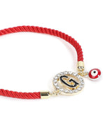 El Regalo Name Initials Evil Eye Bracelet Rakhi for Brother- Name Letter CZ Rakhi with Roli Chawal, Message Card in Rakshabandhan Box for Bhai (Red- G)