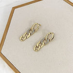 El Regalo Gold Plated Chain Link Drop Dangle Earrings- Cuban Link Golden Chain Stud Dangle Earrings for Women & Girls