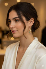 El Regalo Beverly Mint Designs Minimalist Teardrop Drop Earrings for Women & Girls - Classy Pastel Glass Stone Dangle Hooks for Western & Indo-Western Outfits (champagne Yellow)