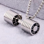 El Regalo Stainless Steel Gym Fitness Dumbbell Pendant Necklace for Boys/Men- Go Fit Motivational Fitness Sports Jewelry for Gym Lovers (Silver)