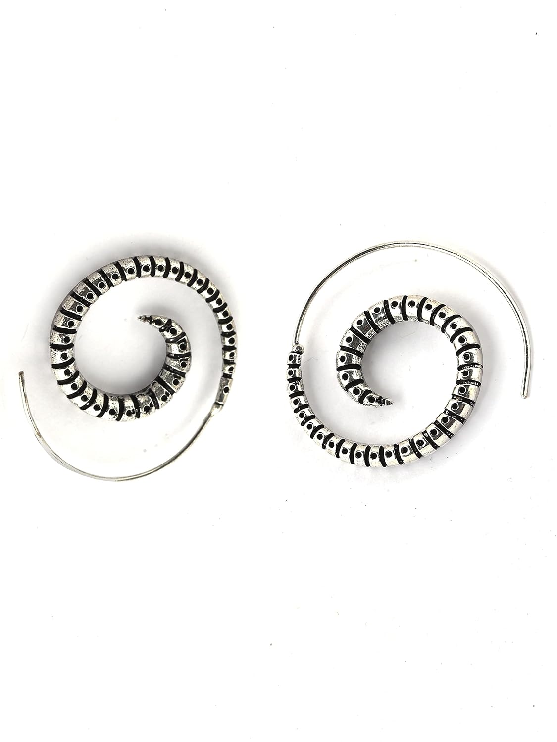 El Regalo 2 Pairs Tribal Bohemian Style Spiral Hoop Earrings Combo for Girls & Women