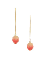 El Regalo Cute & Elegant Flower Bud Drop Long Hook Earrings- Super Elegant & Classy Gradient Color Flower Bud Earrings for Girls & Women, Contemporary Design (Fire Orange)