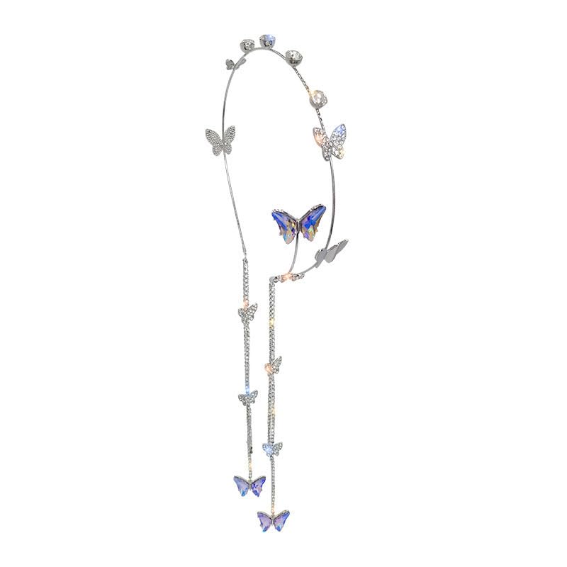 El Regalo Beautiful Rhinestone Butterfly Crystal Tassel Hairband - Sparkling Wedding Butterfly Tiara Headband for Women and Girls, Elegant Bling Bridal Hair Accessory for Special Occasions