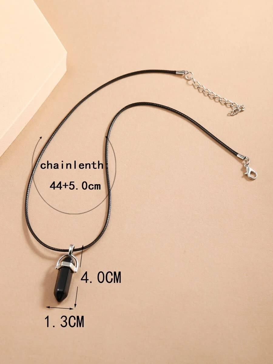 El Regalo 1 PC Hexagonal 6 Faces Healing Crystal Unisex Necklaces for Men/Women/Girls/Boys- Healing Stone Pendant Jewelry (Black Onyx)