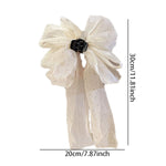 El Regalo Shimmering Big Bow Hair Claw Clips for Girls & Women- Fancy Chiffon Silk Hair Clip with Rhinestone, Large Hair Jaw Clips, Fabric Floral Bows Hair Accessories (Black)
