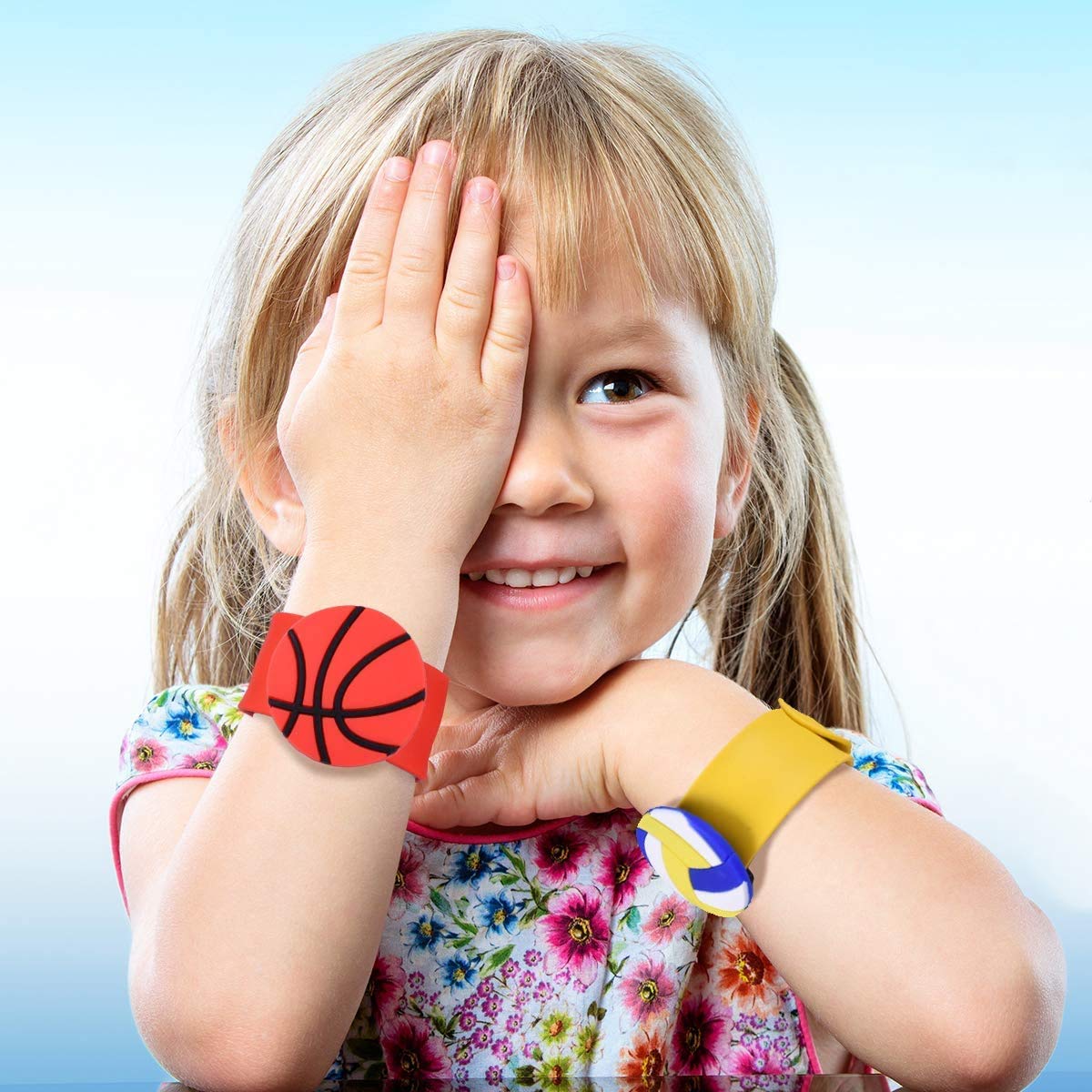 El Regalo 2 PCs Sport Ball Themed Party Football Wristbands for Kids Boys & Girls | Silicon Wrist Slap Bands with Removable Sport Balls Charms for Fun Kids Party Favors (Red & Yellow)