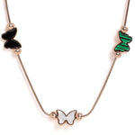 El Regalo 18K Gold Waterproof Vintage Enamel Butterflies Chain Necklace & Bracelet Set- Stainless Steel NO RUST/ANTI TARNISH Butterfly Jewelry Combo Set for Girls & Women