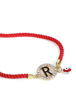 El Regalo Name Initials Evil Eye Bracelet Rakhi for Brother- Name Letter CZ Rakhi with Roli Chawal, Message Card in Rakshabandhan Box for Bhai (Red- R)