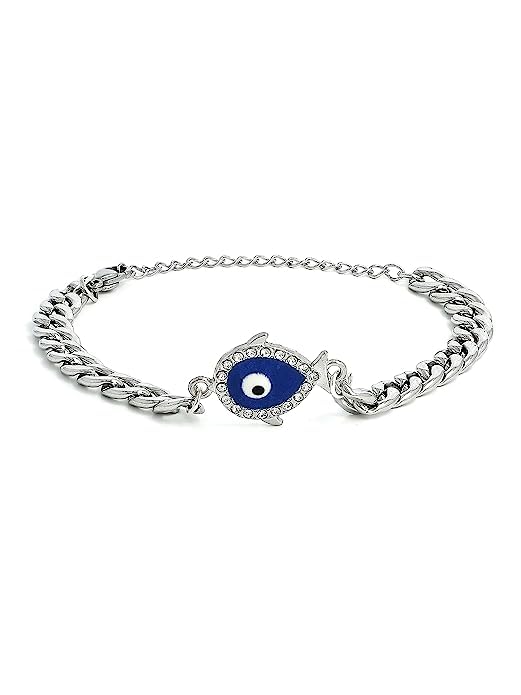 El Regalo Unisex-Adult 2 Pcs Designer Evil Eye Couple Rakhi Set For Bhaiya And Bhabhi- Cz Fancy Evil Eye Rakhi Set- Brother, Sister-In-Law Rakhi Combo With Roli Chawal (Combo-1)