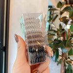 El Regalo 9 Pcs Spiral Hair Ties, No Crease Coil Ties, Phone Cord Ties for Thick Hair - Ponytail Holder Elastics for Kids/Girls/Women (Black Grey Shades)