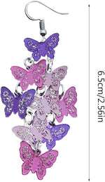 El Regalo Women's & Girl's Butterfly Earrings Mix Color Bohemia Style Long Drop Dangle Hook Earrings, Fashion Style Butterfly Earrings (Gradient Blue)