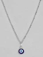 El Regalo Elegant Evil Eye Necklace - Evil Eye Handmade Glass Lamp work Unisex Pendant Necklace for Men, Women, Girls & Boys | Evil Eye Pendant Necklace (Silver)