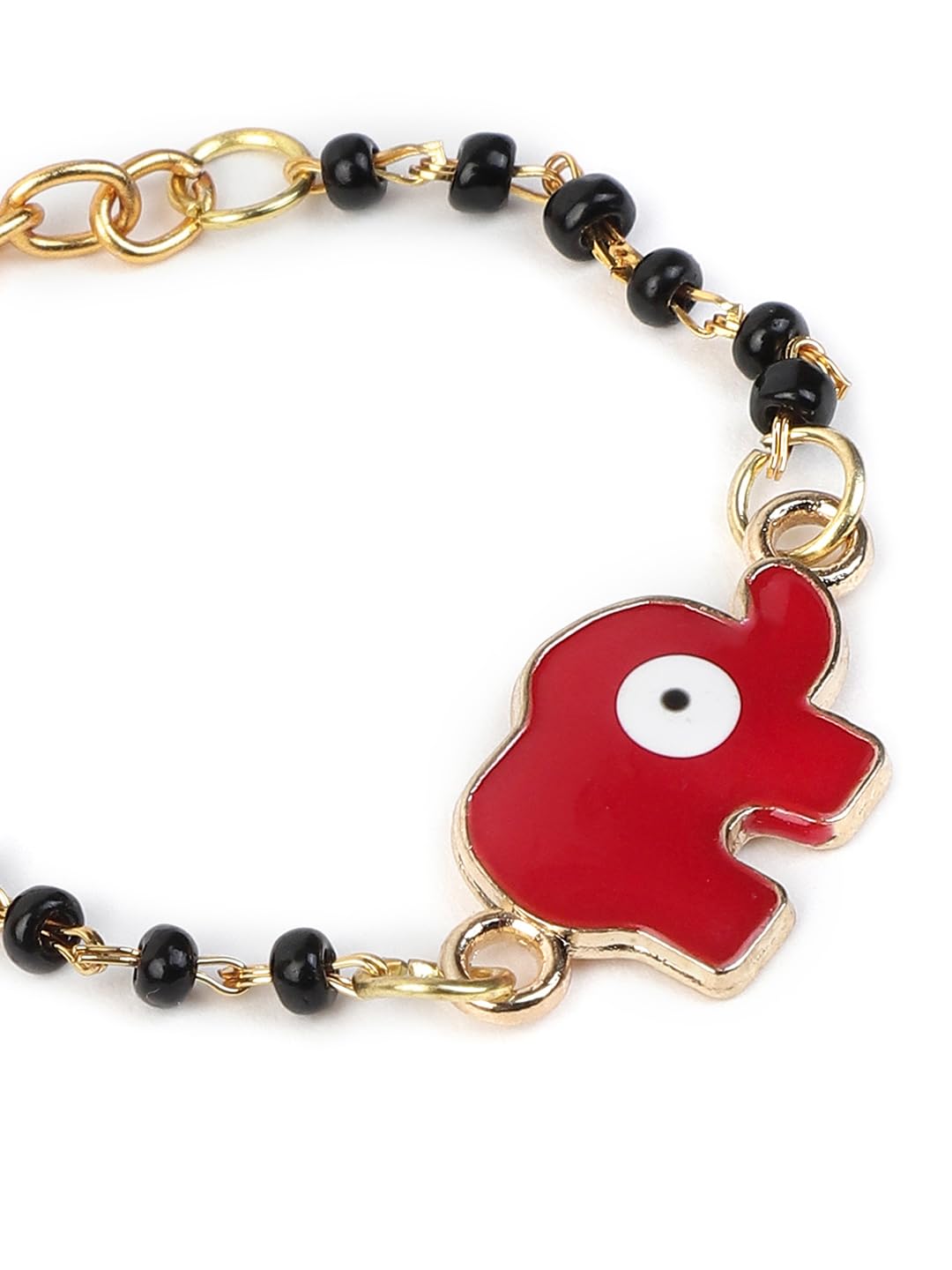 El Regalo Cute Evil Eye Nazaria Bracelet Rakhi for Babies/Kids with Roli Chawal, Rakhi Message card in Rakhi Gift Box- Baby Nazaria Rakhi (Red Elephant Nazaria Rakhi)