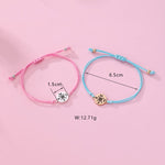 El Regalo 2pcs/set Pink & Blue Best Friends Handmade Woven Rope Thread Braided Bracelet with Spray Lacquer Accessories For Kids/Girls/Teens (Dolphins Bracelets)