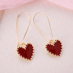 El Regalo Bohemian Style Simple Elegant Red Drip Heart Earrings for Girls & Women | Simple & Elegant Boho Fashion Earrings- Trendy Heart Dangle Hook Earrings