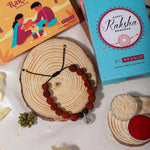 El Regalo 1PC Auspicious Natural Rudraksha & Lava Beads Rakhi for Brother- Designer Rudraksha Beads Rakhi with Roli Chawal, Rakhi Message Card in Rakhi Gift Box (Silver Budhdha)