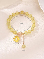 El Regalo 1 PC Dailsy Flower Sparkly Crystal Beads Tassel Bracelet for Girls/Teens/Women- Cute Crackle Beads Daisy Flower Stretch Bracelet (Yellow)