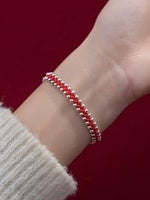 El Regalo Womens 2 Pcs Handmade Beaded Nazaria/Nazar Bracelet Cum Anklet Set- Black & Red Thread Anklet/Bracelet Set (Red Silver)